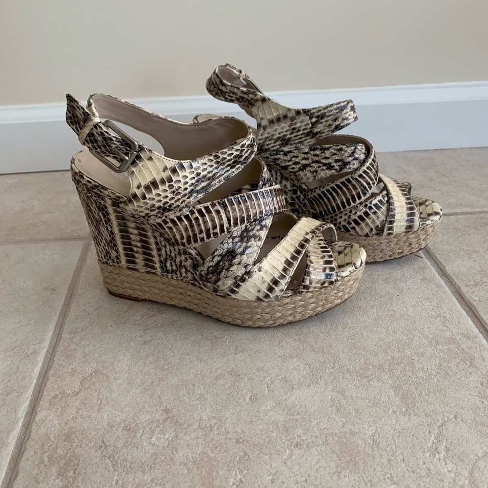 Michael Kors women’s platform snakeskin wedge